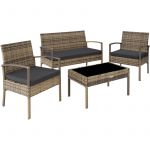 TecTake Salon de jardin SPARTE 4 places - mobilier de jardin, meuble de jardin, ensemble table et chaises de jardin - marron naturel