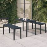 VidaXL Ensemble de salle &agrave; manger de jardin 3 pcs Acier et WPC Noir