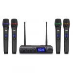 Microphones r&eacute;cepteur UHF Lone Audio LA-MIC104 double canaux 4 microphones main - 523.7 MHz - 527.7 MHz - 553.7 MHz - 555.1 MHz