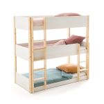 Lits superposés 3 couchages MEETING Blanc/Bois Taille 90x190 cm