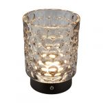 BRILONER - Lampe de table LED sans fil IP44 avec corps en verre, variateur tactile, batterie et source interchangeables, lampe de chevet, lampe d&eacute;corative, batterie, salon, 15x11 cm, gris