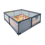 Relaxdays Parc pour b&eacute;b&eacute; 200 x 200 cm parc 50 balles 2 anneaux aire de jeu s&eacute;curis&eacute;e tissu Oxford gris