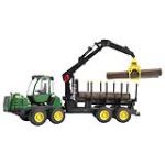 Bruder Toys 2133 - Porteur forestier John Deere 1210E avec chargeur, remorque et rondins de bois