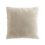 Coussin D&eacute;co 45x45 cm &ndash; Flanelle Relief Unie &ndash; D&eacute;houssable &ndash; Beige