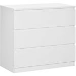 Homcom Commode 3 tiroirs coulissants dim. 80L x 39l x 73H cm panneau particules blanc