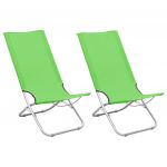 VidaXL Chaises de plage pliables 2 pcs Vert Tissu - Vert