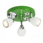 Brilliant AG Plafonnier à 3 lumières chambre enfant LED Soccer motif football hauteur 11 cm GU10 3 W vert, noir et blanc