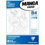 Clairefontaine 94039C - Bloc de 100 feuilles de papier Manga Storyboard 55g/m², format B4, avec grille simple