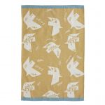 Coucke Torchon imprimé en jacquard de coton jaune foncé 50x75cm