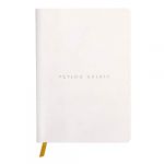 Clairefontaine Carnet brochure cousue Flying Spirit White A5 180 pages lign&eacute; couverture cuir lisse papier ivoire 90g - Blanc - Lot de 3