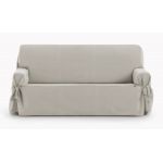 Housse de canapé 3 places avec des rubans taupe 180 - 230 cm