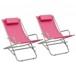 VidaXL Chaises &agrave; bascule 2 pcs Acier Rose