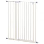 Pawhut Barrière de sécurité longueur réglable dim. 74-84 cm ou 92-102 cm sans perçage métal plastique blanc