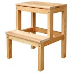 Outifrance 8831220 - Marche pied en bois, 1 marche + tablette