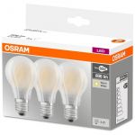 Osram Lot de 3 Ampoules LED E27 standard dépolie 7 W équivalent a 60 W blanc chaud - Culot : E27 - Puissance : 7 W - Equivalence : 60 W - Flux lumineux : 806 Lm.
