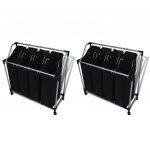 VidaXL Trieuses à linge avec sacs 2 pcs Noir et Gris