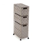 Versa Nilo Meuble Auxiliaire pour la Salle de Bain, Étagère de Salle de Bain avec 3 Paniers de Rangement, Dimensions (H x L x P) 57 x 15,5 x 28 cm, Plastique Texturisé, Beige