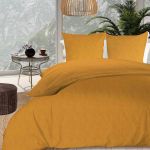 Soleil d'Ocre Parure de lit unie Boh&egrave;me moutarde 260x240 cm - Jaune
