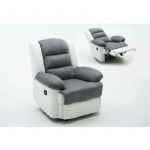 Habitat et Jardin Fauteuil relax 'Buckingham' - 85 x 93 x 100 cm - Blanc / Gris clair