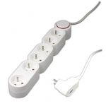 Home Bloc 6 prises 16A + inter Blanc - câble HO5VVF 3G1 1,5m - équipé d'une fiche parafoudre
