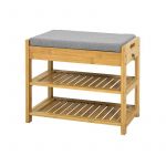 Sobuy Fsr49-N Banc De Rangement Étagère À Chaussures Avec Tiroir Latéral Siège Pour Chausser En Bambou L55xp30xh46cm