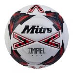 mitre Impel Evo Ballon de Football | Ballon d’entraînement Durable | Technologie Hyperseam, Blanc/Noir/Rouge (Bib Red), 4, 63,5-66 cm