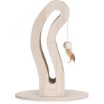 Catit Griffoir pour chat - CATIT - Pixi Queue de chat - Avec balle en tissu et plume - Aspect chene naturel
