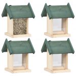 VidaXL Mangeoires &agrave; oiseaux 4 pcs Bois de sapin