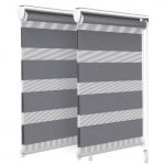 Lot de 2 Store enrouleur jour nuit double 50x150cm Gris