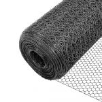 VOUNOT Grillage a Poule en PVC Gaine Gris 1x50m Maille 13mm Hexagonal Triple Torsion Clôture Résistant Poulailler Jardin Grillage pour Élevage Volaille, Filet résistant aux Intempérie Gris
