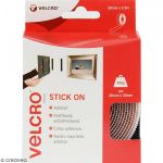 Velcro Ruban auto agrippant - A coller - Blanc - 20 mm x 2,5 m