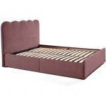 Kahlo - lit coffre - 160x200 - en velours - sommier inclus - Rose
