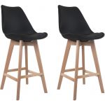 Happy Garden Lot de 2 tabourets scandinaves SVEN noir avec coussin