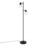 Atmosphera Lampadaire en m&eacute;tal Noir et 2 abat-jours en verre Blanc H 143 cm