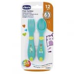 Chicco Mes premiers couverts x2 12m+ - Set composé d'une cuillère et d'une fouchette en plastique