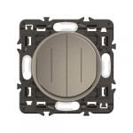 Legrand Double inter t&eacute;moin C&eacute;liane 10AX Titanium, support et voyant