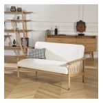 Banquette 2 places en chêne massif et lin naturel