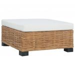 VidaXL Repose-pied avec coussin Rotin naturel