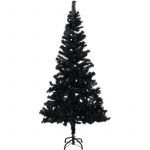 VidaXL Sapin de No&euml;l artificiel avec support Noir 150 cm PVC