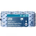 Tork Reflex 473391 Papier d'essuyage multi-usages Advanced, compatible avec le système M4/2 plis - 150,8m x 19,4cm - lot de 6 bobines - Bleu