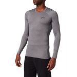Under Armour UA HG Armour Comp LS, maglietta Uomo, Carbon Heather / Black, XS
