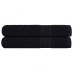 VidaXL Serviettes 2 pcs noir 100x200 cm 360 g/m² 100% coton
