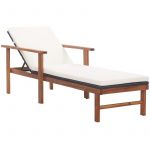 VidaXL Chaise longue et coussin R&eacute;sine tress&eacute;e et bois d'acacia Gris