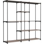 Songmics Penderie pliable acier tissu 182 x 43 x 182 cm taupe