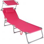 TecTake Transat CHLOE - chaise longue, bain de soleil, transat jardin - rose vif