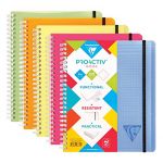 Clairefontaine Cahier spirales proactiv'Book Linicolor - format A5+ - 16 x 21 cm - fermeture par élastique - 180 pages - 90g - petits carreaux 5x5 - coloris fresh