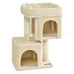Songmics Feandrea Arbre &agrave; Chat, Tour de Jeux 67 cm, S, Maison pour Chatons Jusqu&rsquo;&agrave; 3 kg, Grande Plate-Forme, 2 Niches, Griffoir, Beige PCT611M01