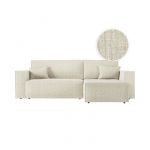Loungitude CLARISSE - Canap&eacute; d'angle convertible r&eacute;versible avec coffre en tissu textur&eacute; 3D - Beige