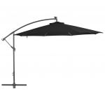 VidaXL Parasol d&eacute;port&eacute; avec m&acirc;t en aluminium 350 cm Noir
