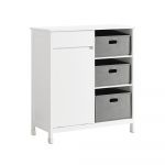Sobuy Armoire à linge avec sacs en mdf blanc